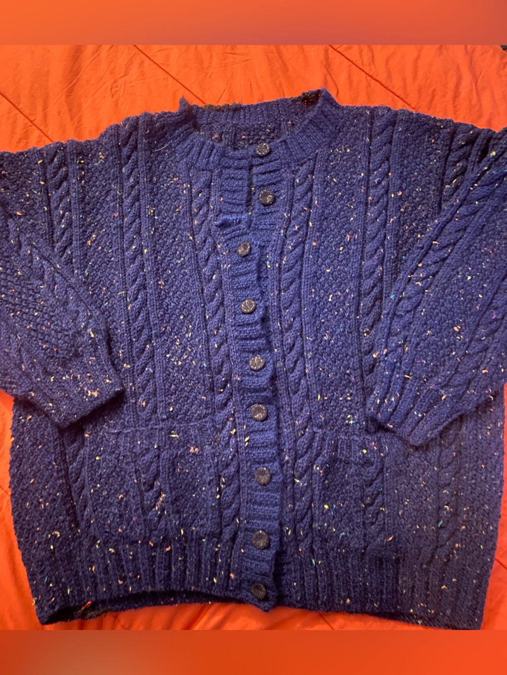 Handmade Cable Knit Cardigan in Gorgeous Jewel Tones.